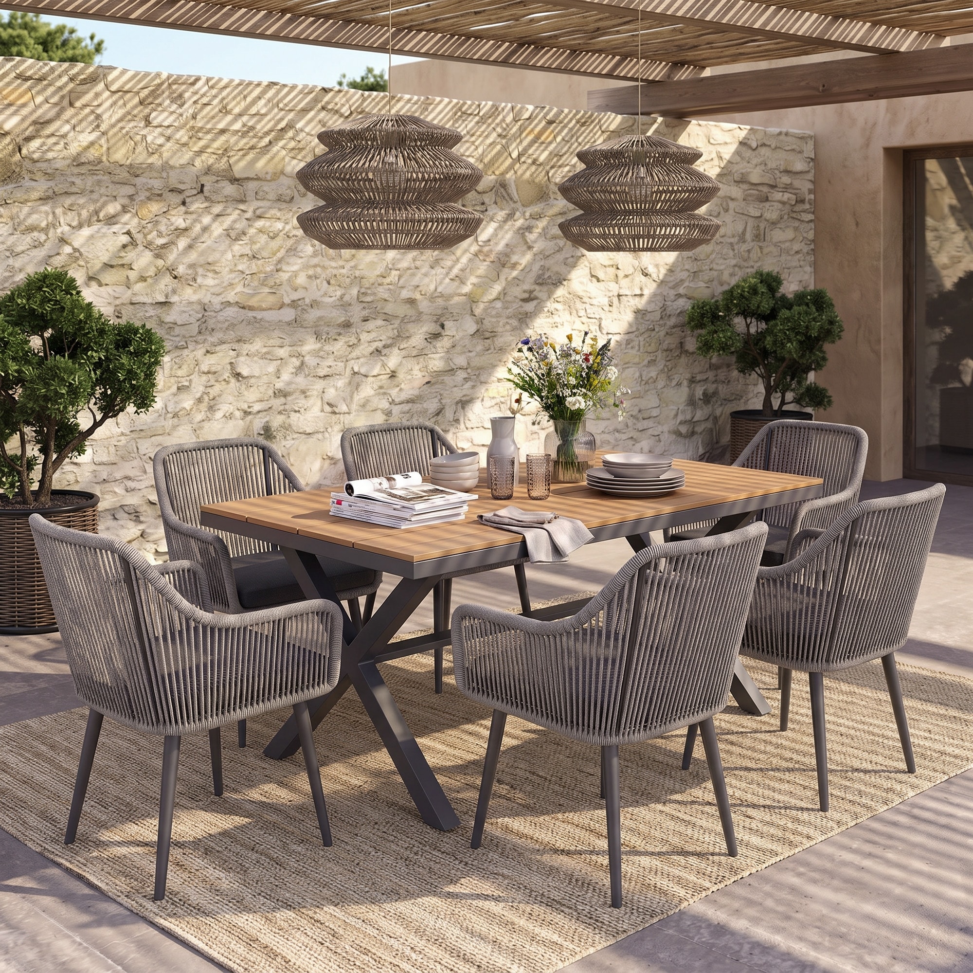 Comedor de terraza en rattan sintético 18