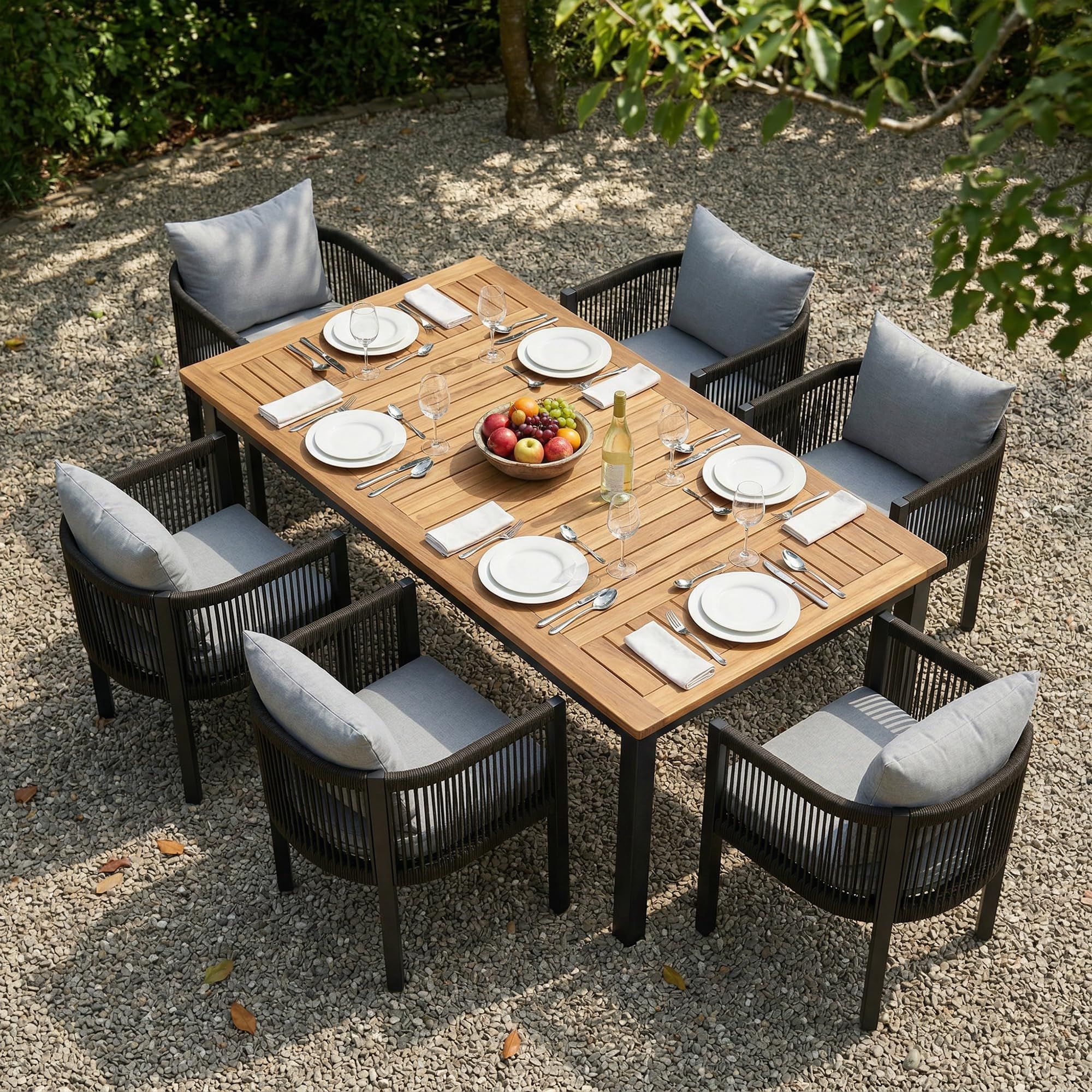 Comedor de terraza en rattan sintético 24