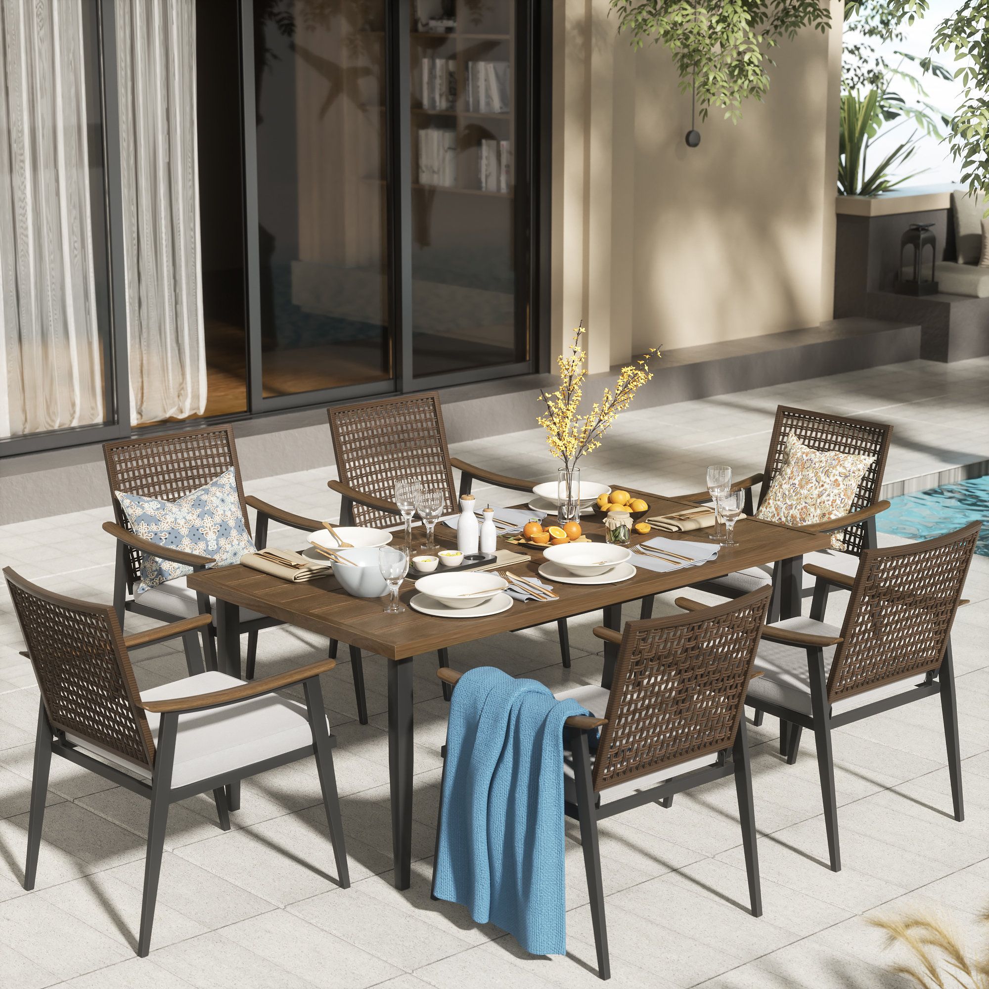 Comedor de terraza en rattan sintético 27